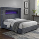 Caro King Bed, Wingback Panel w LED Flame, Gray Corduroy Upholstery
