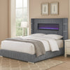 Caro King Bed, Wingback Panel w LED Flame, Gray Corduroy Upholstery