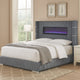 Caro King Bed, Wingback Panel w LED Flame, Gray Corduroy Upholstery