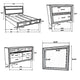 Vino 4pc Full Bedroom Set, Storage Footboard, White, Glitter Stripes