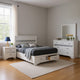 Vino 4pc Full Bedroom Set, Storage Footboard, White, Glitter Stripes