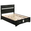 Vino 4pc Full Bedroom Set, Storage Footboard, Black, Glitter Stripes