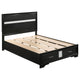 Vino 4pc Full Bedroom Set, Storage Footboard, Black, Glitter Stripes