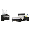 Vino 4pc Full Bedroom Set, Storage Footboard, Black, Glitter Stripes