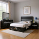 Vino 4pc Full Bedroom Set, Storage Footboard, Black, Glitter Stripes
