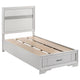 Vino 4pc Twin Bedroom Set, Storage Footboard, White, Glitter Stripes