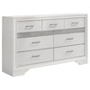 Vino 4pc Twin Bedroom Set, Storage Footboard, White, Glitter Stripes