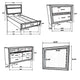 Vino 4pc Twin Bedroom Set, Storage Footboard, White, Glitter Stripes