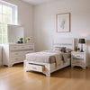 Vino 4pc Twin Bedroom Set, Storage Footboard, White, Glitter Stripes