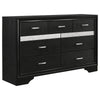 Vino 4pc Twin Bedroom Set, Storage Footboard, Black, Glitter Stripes