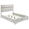 Vino 4pc Full Bedroom Set, White Upholstery, Glitter Striped Dresser