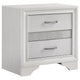 Vino 4pc Full Bedroom Set White Upholstery Glitter Striped Dresser