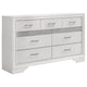Vino 4pc Full Bedroom Set White Upholstery Glitter Striped Dresser