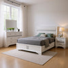 Vino 4pc Full Bedroom Set, White Upholstery, Glitter Striped Dresser