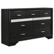 Vino 4pc Full Bedroom Set Black Upholstery Glitter Striped Dresser