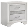 Vino 4pc Twin Bedroom Set White Upholstery Glitter Striped Dresser