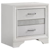 Vino 4pc Twin Bedroom Set, White Upholstery, Glitter Striped Dresser