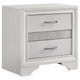 Vino 4pc Twin Bedroom Set, White Upholstery, Glitter Striped Dresser