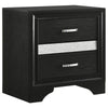 Vino 4pc Twin Bedroom Set Black Upholstery Glitter Striped Dresser