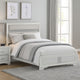 Vino Queen Size Bed, Panel Headboard White Upholstery, Glitter Stripe