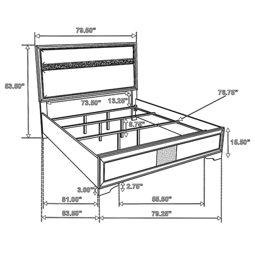Vino King Size Bed Panel Headboard White Upholstery Glitter Stripes