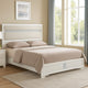 Vino King Size Bed, Panel Headboard, White Upholstery, Glitter Stripes