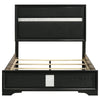 Vino Full Size Bed Panel Headboard Black Upholstery Glitter Stripes