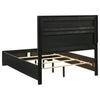 Vino Full Size Bed Panel Headboard Black Upholstery Glitter Stripes