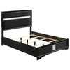 Vino Full Size Bed, Panel Headboard, Black Upholstery, Glitter Stripes