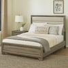 Reay Queen Size Bed, Panel Headboard, Brown Wood Tufted Tan Upholstery