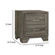 Reay Nightstand Brown Oak Finish 2 Drawers Silver Metal Bar Handles BM328819