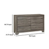 Reay Wide Dresser Brown Oak Finish 6 Drawers Silver Metal Handles BM328820