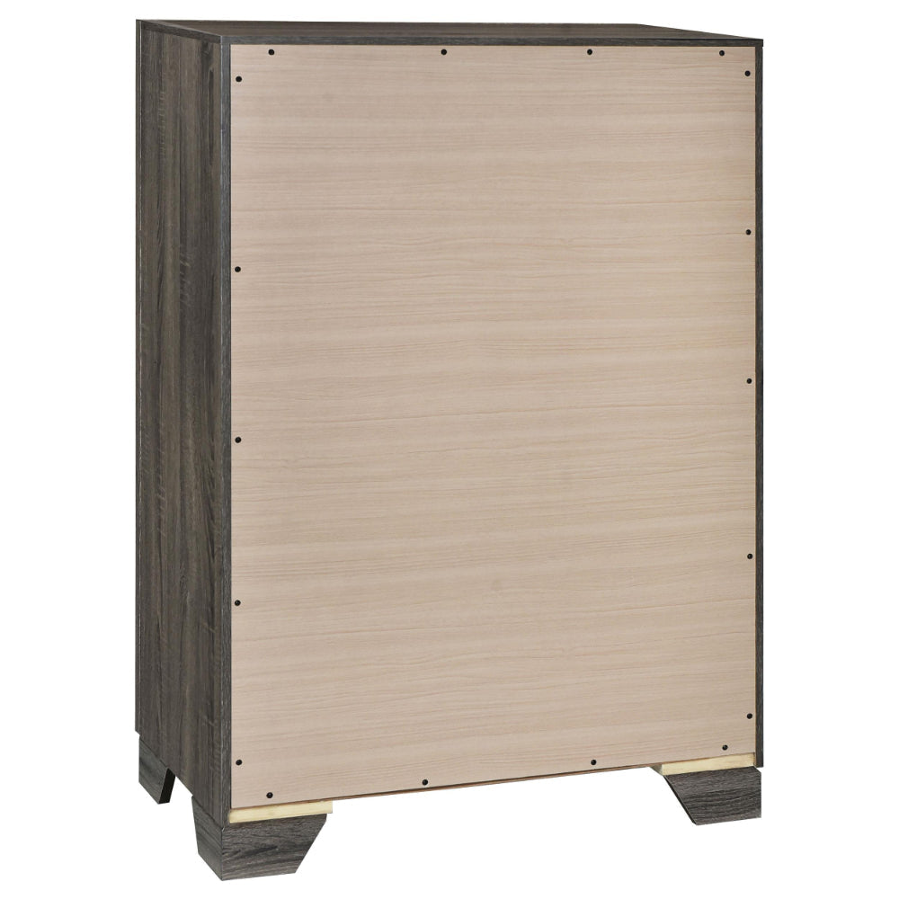 Reay Tall Dresser Chest Brown Oak 4 Drawers Silver Metal handles BM328821