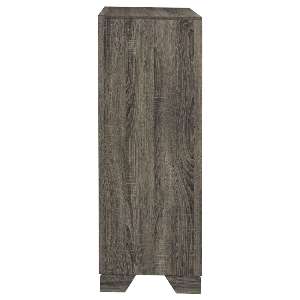 Reay Tall Dresser Chest Brown Oak 4 Drawers Silver Metal handles BM328821