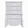 Maver Tall Dresser Chest with 5 Drawer Scrolled Details White Wood BM328823