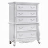 Maver Tall Dresser Chest with 5 Drawer, Scrolled Details, White Wood
