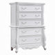Maver Tall Dresser Chest with 5 Drawer, Scrolled Details, White Wood
