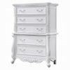 Maver Tall Dresser Chest with 5 Drawer Scrolled Details White Wood BM328823