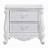 Maver Nightstand with 2 Drawers Scrolled Details 32 Inch White Wood BM328825
