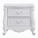 Maver Nightstand with 2 Drawers Scrolled Details 32 Inch White Wood BM328825