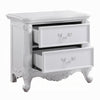 Maver Nightstand with 2 Drawers Scrolled Details 32 Inch White Wood BM328825