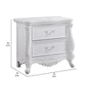 Maver Nightstand with 2 Drawers Scrolled Details 32 Inch White Wood BM328825