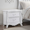 Maver Nightstand with 2 Drawers Scrolled Details 32 Inch White Wood BM328825