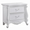 Maver Nightstand with 2 Drawers Scrolled Details, 32 Inch White Wood
