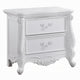 Maver Nightstand with 2 Drawers Scrolled Details, 32 Inch White Wood
