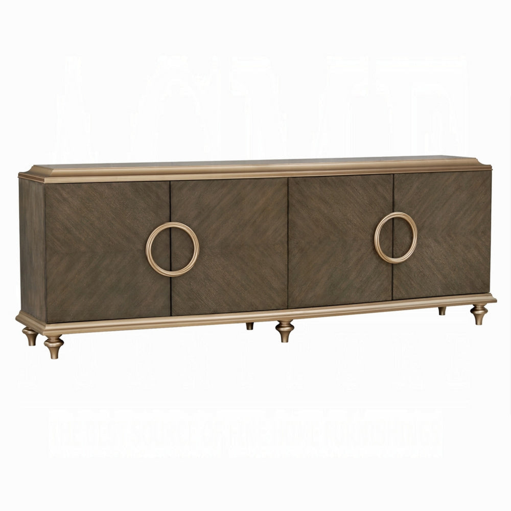 Lomi Sideboard Console, 2 Double Door Cabinets Oversized Round Handles