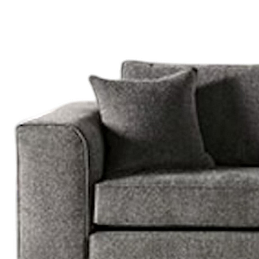 Lilian Sectional Sofa Gray Chenille 2 Accent Throw Pillows 126 Inch