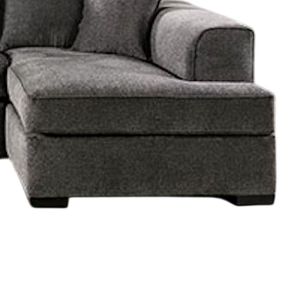 Lilian Sectional Sofa Gray Chenille 2 Accent Throw Pillows 126 Inch