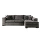 Lilian Sectional Sofa, Gray Chenille, 2 Accent Throw Pillows, 126 Inch