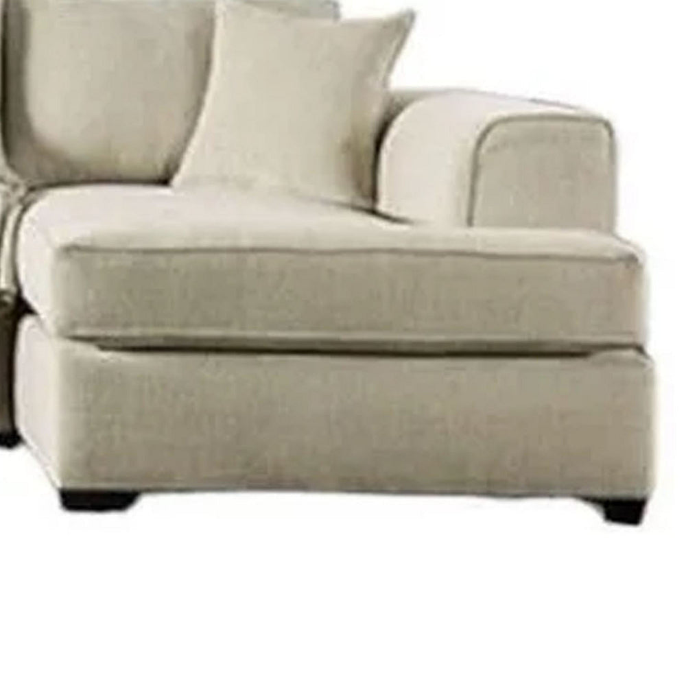 Lilian Sectional Sofa Beige Chenille 2 Throw PIllows 126 Inch
